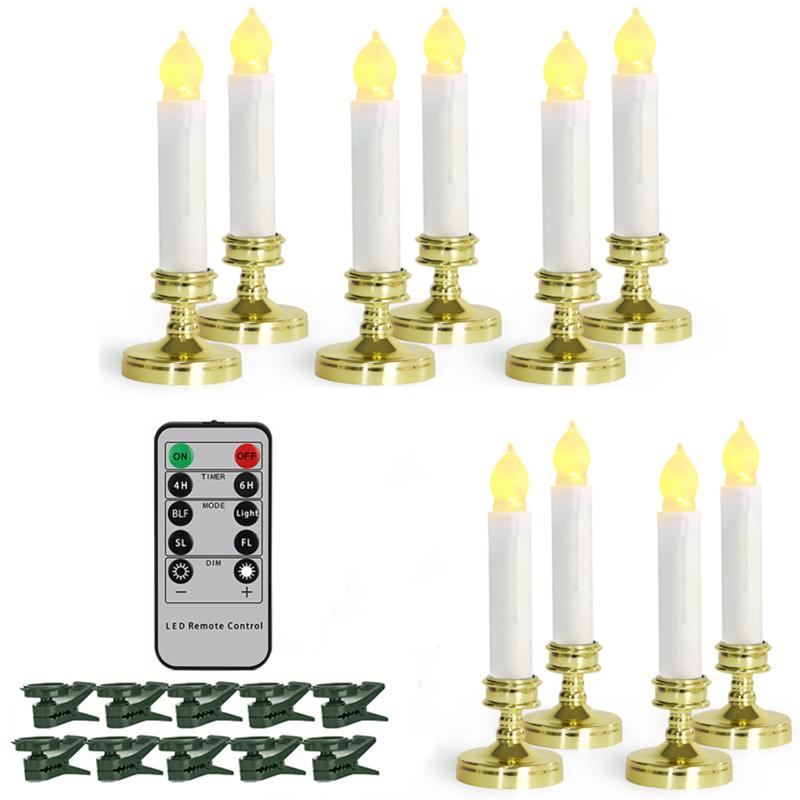 Home Decoration 10Pcs Led Flameless Candle with 4h/6h Timer Remote Candle Flashing Fake Electronic Candles for Wedding Christmas
