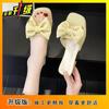 Transparent slippers female sexy bow sandals 2025 summer new fashion open-toe wear high-heeled thick heel half-tow