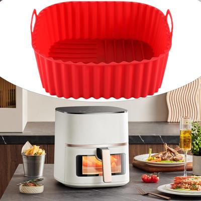 Silicone Basket for Air Fryer Square Air Fryer Oven Pan Non-stick Baking Tray Kitchen Cookware for Pizza Roasting Apartment Cake