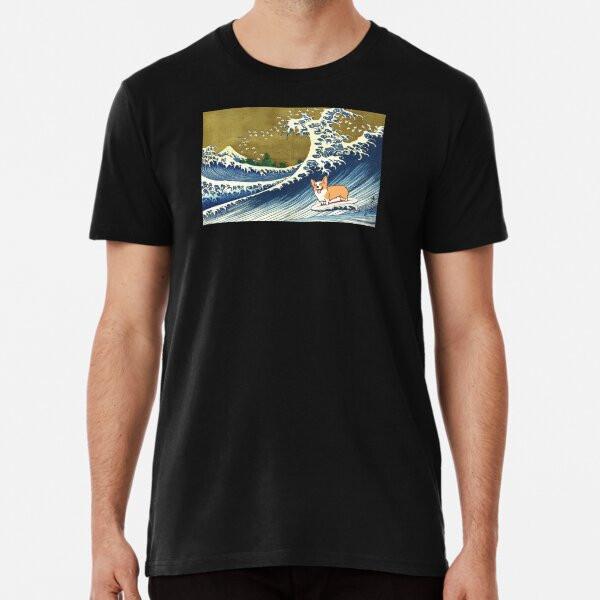 Corgi Dog Surfing The Great Wave Premium T-S S To 5XL Made In the AU/USA T-Shirt