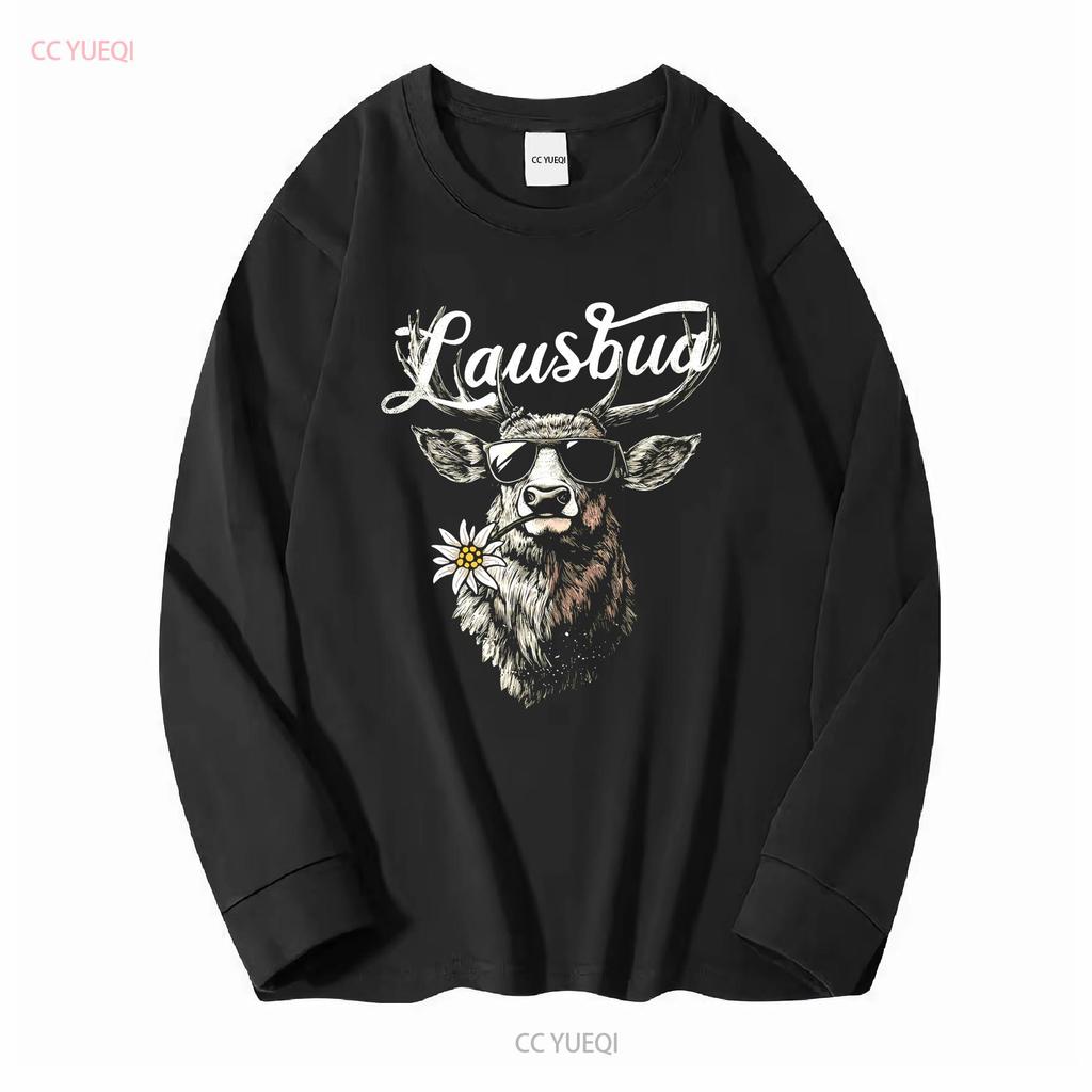 Men's T Shirt Costume Hisch Alpen Edelweiss Lettering Lausbua Bavaria Vintage Washed Stylish Soft Stretched Designer Clothes