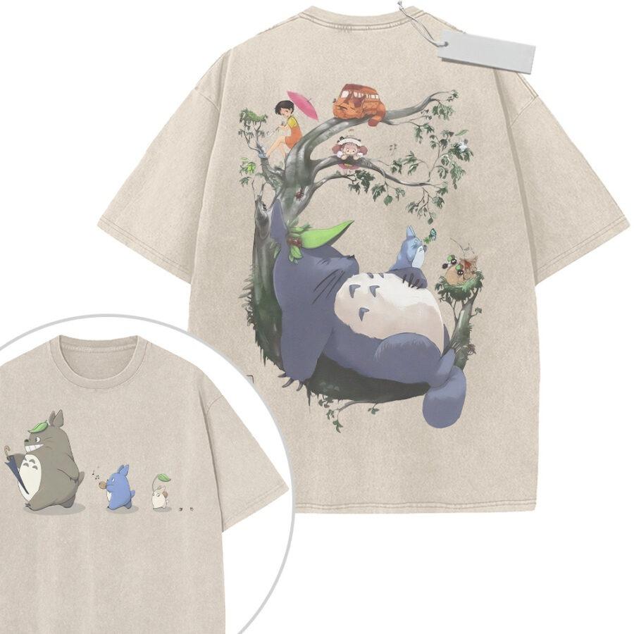 Unisex Washed Beige Vintage Tshirt Pokemon Multiple Characters Highquality Fabric for Home Leisure Travel Shopping