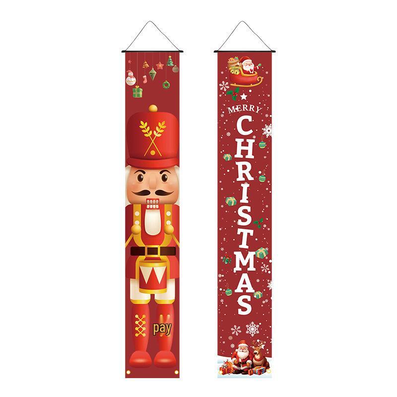 Christmas Nutcracker Couplets Door Curtain Flags | Festive Porch Decor