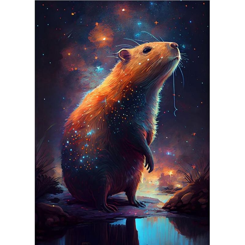 Cute space astronaut kapibara portrait poster print canvas painting funny animals wall art for children's bedroom decorating home