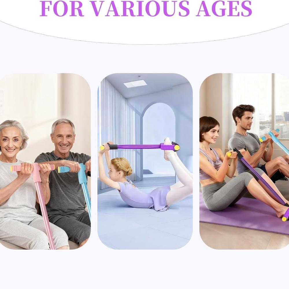 Pedal Resistance Bands with Handles, Upgrade 6-Tubes Manual Tension Training Pedal, Natural Rubber Foot Pedal Resistance Bands