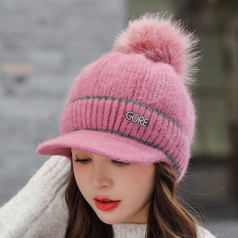 

Шляпа Женская Осенне-зимняя Плюшевая Теплая Шерстяная Шляпа Милый Помпон Утиный Козырек Вязаная Шапка Защита Ушей only hat