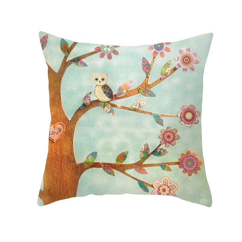 Kreative Kinderkunst-Druck Kissenbezüge, Ölgemälde Baum Cartoon-Stil Haushaltswaren, Sofakissen und Taillenkissenbezüge