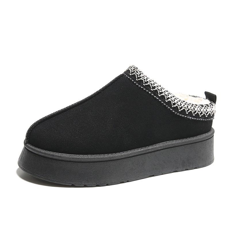 Women Outdoor Anti Slip Snow Boots Wool Lined Warm Platform Low Top Ankle Boots Slippers Shoes