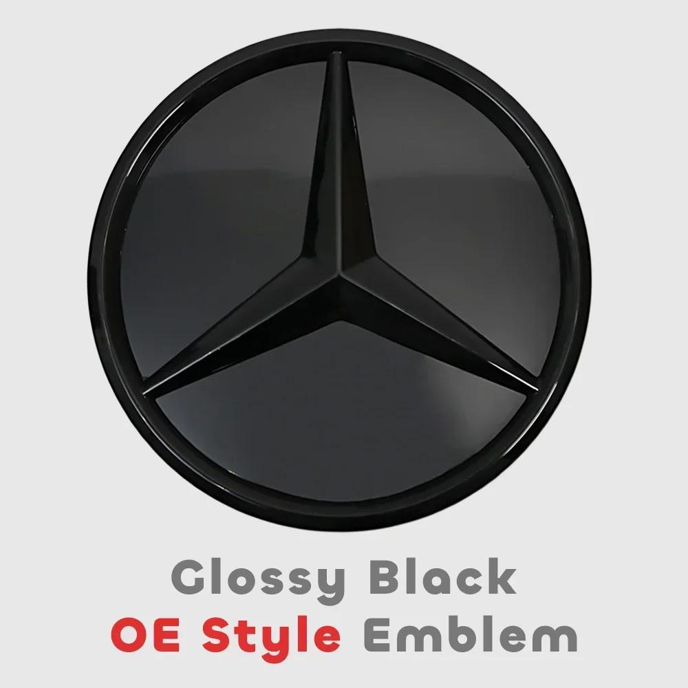 C200 E300 2026 Gorący Chrom Srebrny Błyszczący Czarny Gwiazda Przednia Osłona Chłodnicy Dekoracyjna Odznaka Emblemat w Stylu OE Chrom Srebrny Dla Mercedes Benz