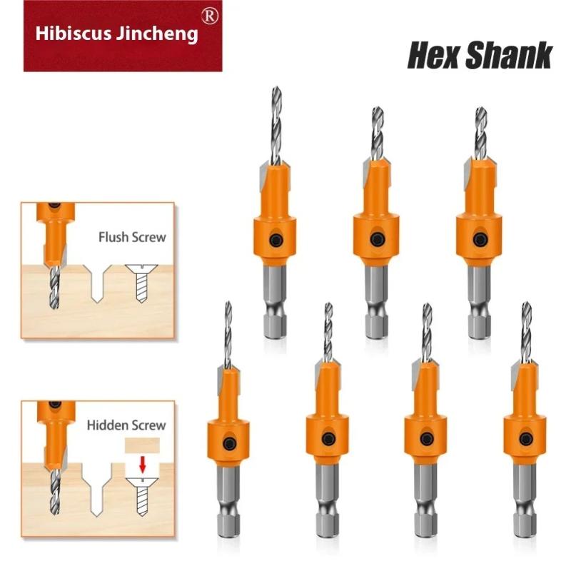 Hexagonal Handle Woodworking Drill, Positioning, Drilling, Countersunk Drill, Hidden Screw Hole, Double-edged Drilling Drill Bit
