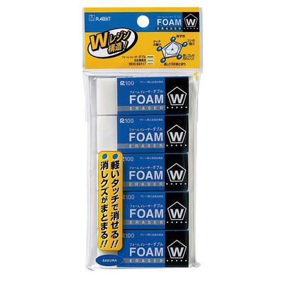 Sakura Confezione da 5 Gomme in Schiuma Doppie RFW100-5P - Gomme ad Alta Efficienza Ideali per Uso Scolastico e in Ufficio