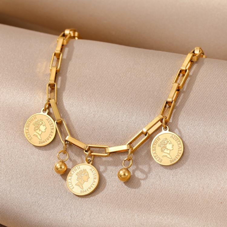 Bracelet rond de marque avec pendentif roi, breloque de boîte de nuit pour filles, boucle ajourée, pompon de luxe à la mode