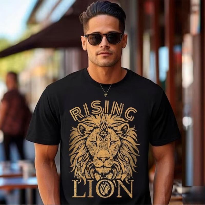 Rising Lion Shirt Israel Lion Am Yisrael Chai TShirt Nation Who Rises Like A Lion Jewish Pride tees Hebrew Shirt Israel Gift S