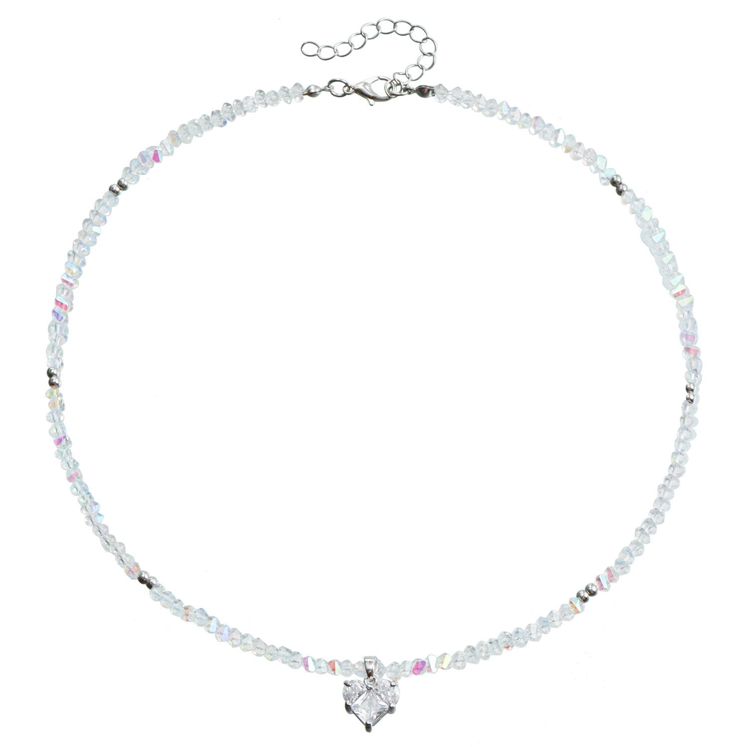 

Accessories Premium Sense Love Pendant Clavicle Chain Glass Rice Beads Handmade Beaded Necklace