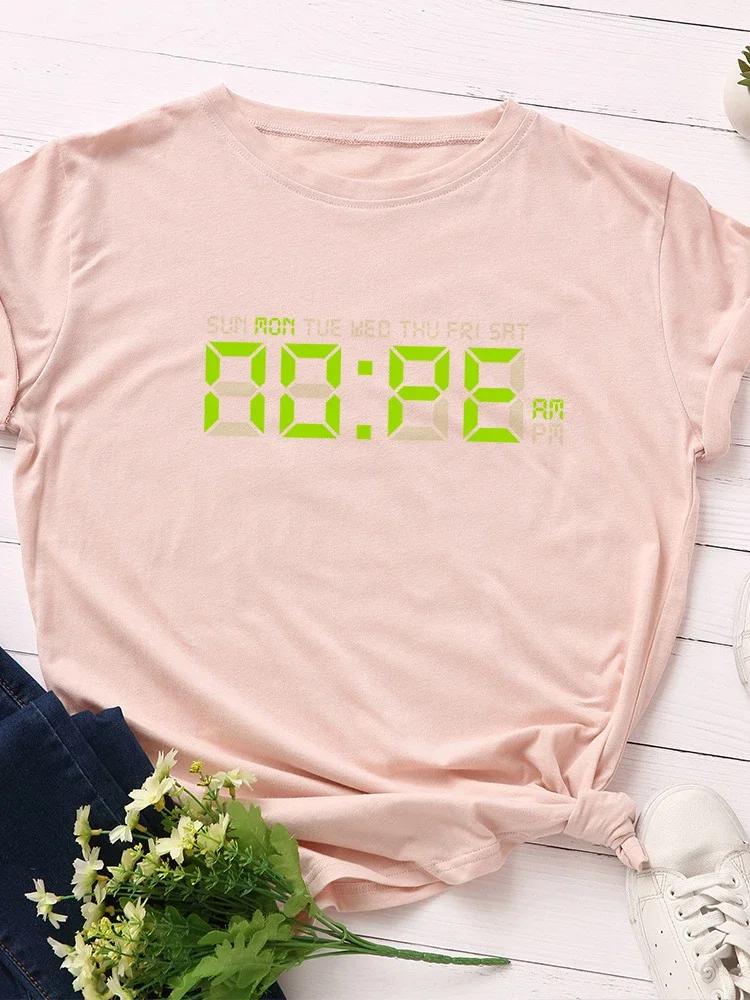 Alarm Clock Display Nope Print Women T Shirt Short Sleeve O Neck Loose Women Tshirt Ladies Tee Shirt Tops Camisetas Mujer