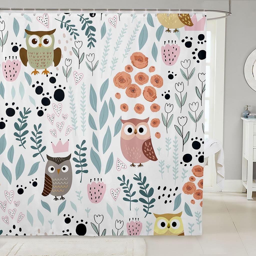 Sött Enhörning Duschdraperi Set Flickor Barn Pojkar Lila Enhörning Badrumsgardiner Kawaii Rumsinredning, Regnbåge Vattentätt Badrum