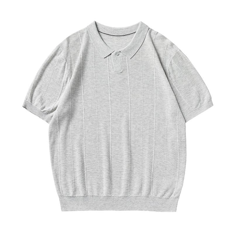 

Mu Qiu Menswear | 2026 Spring/Summer Lapel Short Sleeve Polo Shirt - High-End Knit Men s Top 2XL (80-90 kg)