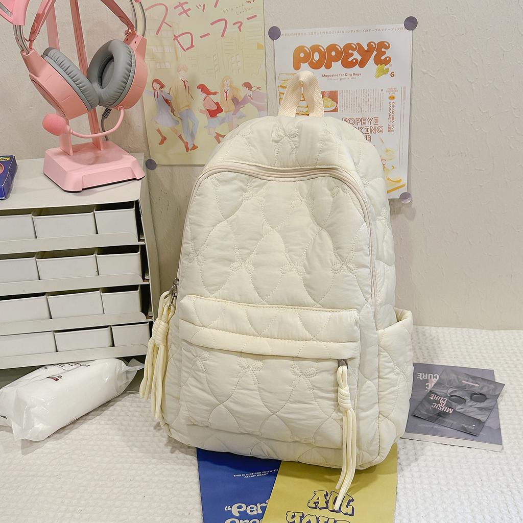 Schoolbag autumn and winter cotton clothes backpack 1011 new embroidered thread cotton-filled women's backpack fashion commuter leisure small backpack