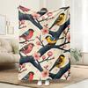 Cozy Floral & Bird Print Flannel Blanket - Soft, Breathable 100% Polyester, All-Season Comfort, Traditional Style with Vibrant P