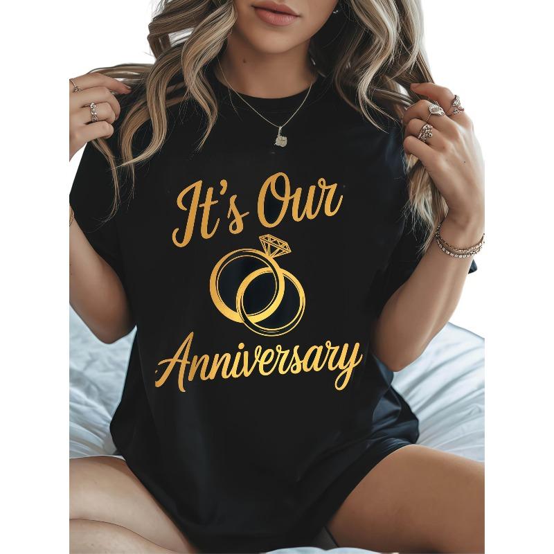 Plus Size, Women s Plus-size T-shirt, Size 0XL-5XL, Our Anniversary Married Couple Husband Wife Shirt 180g 100% T-Shirt S чёрный