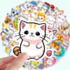 50pcs Cute Cartoon Cat Doodle Stickers | Vinyl, Mixed Color, Single Use, Ideal for Scrapbooking and Planners - Reward Gift