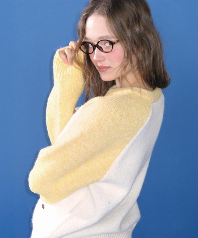 RONRON Wool Raglan Knit Cream Yellow
