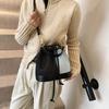 Winter new fashion niche popular contrasting colors pump belt bucket bag versatile portable shoulder women's bag