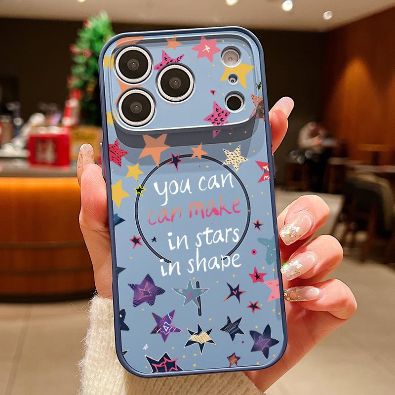 Colorful Stars Print Phone Case For iPhone 17 Pro Max Hybrid TPU+PC Magnetic For Magsafe Matte Cover For iPhone 16 15 14 13 Pro Max