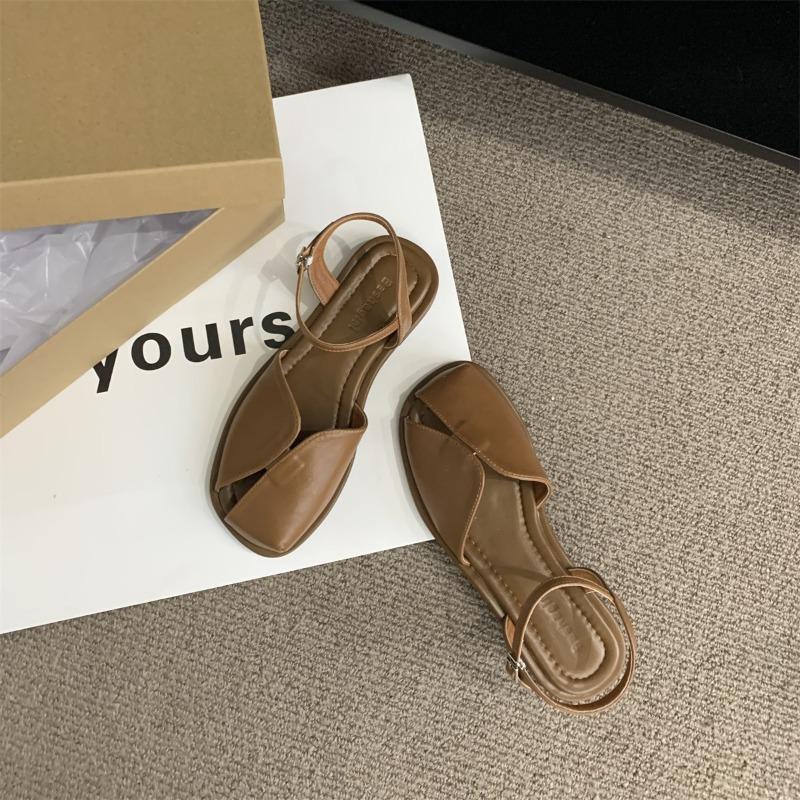 Fashion 2025 New Summer Fashion Women's Roman Style Toe-cap Sandals Woven Hollow Design Breathable Flat Comfortable Sandals