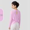Women's Bamboo Yarn Quick-Dry Long Sleeve Yoga Top with Back Cross Design
