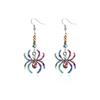 3pairs Colorful Rhinestone Drop Earring Zinc Zinc Alloy Spider Earrings Halloween Dangle Earrings  Girls Gift