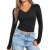2025 Women's V-Neck Slim Fit Long-Sleeve Milk Silk Base Layer Shirt