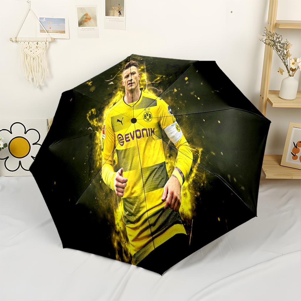 Borussia Dortmund Celebration Portable Automatic Umbrella Sturdy 8-Rib Shaft Lightweight Durable Everyday Carry Umbrella Stylish Accessory
