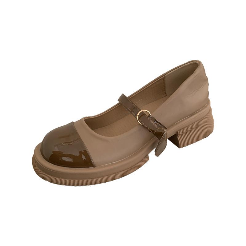 Thick Heel Mary Jane Shoes Women 'S Shoes New Spring Retro Round Toe White Medium Heel Shoes Pumps Women Shoes Platform Heels