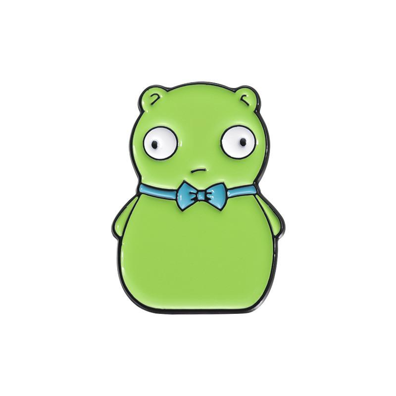 

Зеленая мультяшная эмалевая брошь с милым персонажем, уникальный металлический значок, идеально подходящий для модного декора и выражения личного стиля