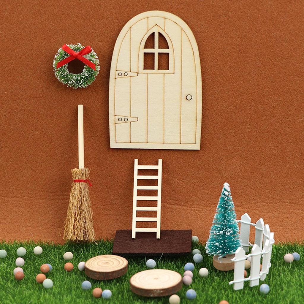 Gnome Door Christmas Set Christmas Santa Miniatures Furniture Fairy Gnome Craft Accessories For Wood Family Birthday Kids Wall