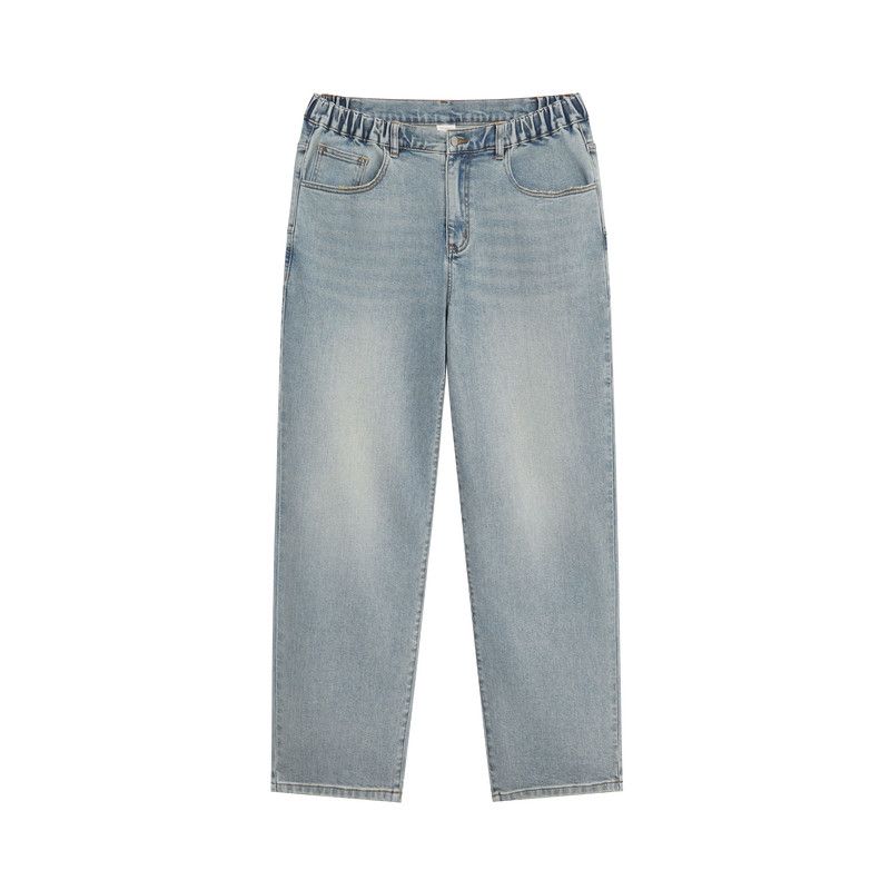 

Bodydream Washed Distressed Jeans Men s Loose Slightly Elastic Straight-Leg Pants Basic Retro Casual Pants Light Blue Xxxxxl