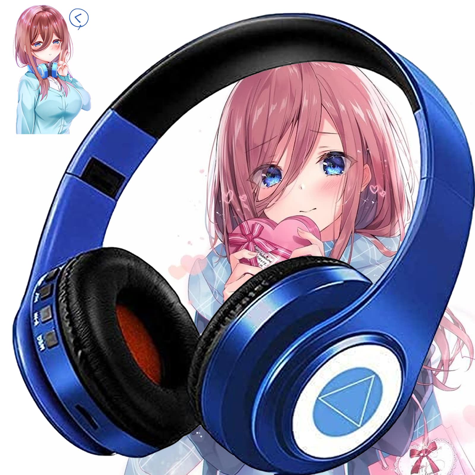 

Bluetooth-наушники Nakano Miku с микрофоном, громкая связь, беспроводные наушники Bluetooth 5.0, двойное использование: проводные и беспроводные, аниме, косплей, 3,5 мм