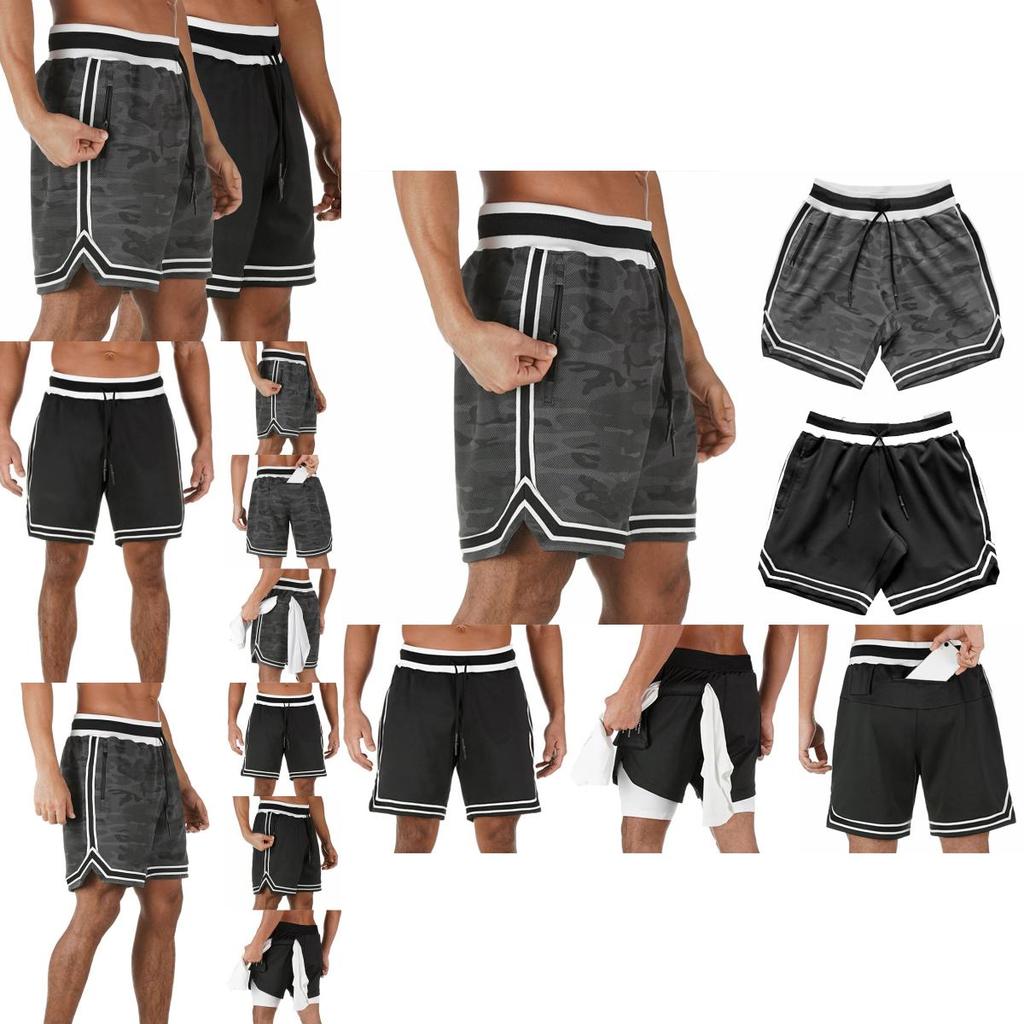 Men's Fitness Sports Shorts With Adjustable Waist And Hidden Zipper Pockets