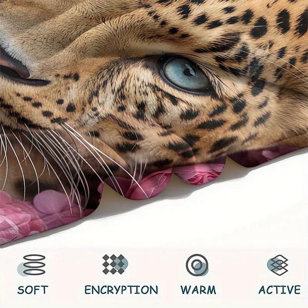 1Pc Rosebushanimals Print Flannel Blanket, High quality Comfortable for All Seasons, Home Decor, Warmth and Comfort, Perfect for Christmas Gifts