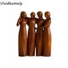 Funny Resin Sisters Figurine Realistic Cartoon Friendship Sculpture Natural Texture Imitation Wood-carved Ornament Courtyard