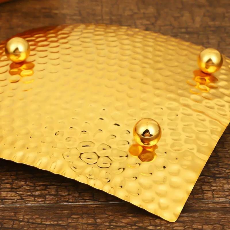 European Simple Fruit Plate, Alloy Household Square Plate, Gold Snack Plate, Candy Tray Home Desktop Living Room Decoration
