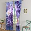2pc,  Curtain Large Purple Floral Blackout  Polyester Festive Wall Decor Use for Holiday Parties