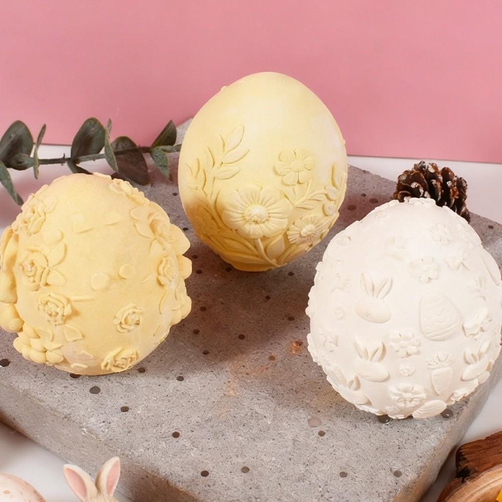Embossed Easter Egg Mold Egg Shaped Silicone Mold DIY Plaster Mold  Easter