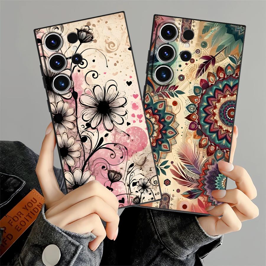 Retro Floral Pattern Funda Phone Cover Case for Samsung Galaxy S26 Ultra S23 Note 20 8 9 10 S10 S9 S20 Ultra S25 Plus S21 FE S24