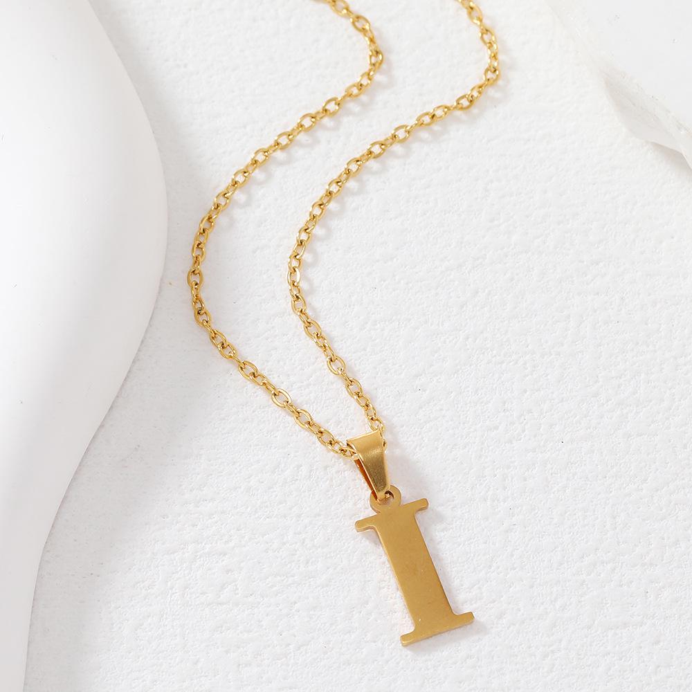Polished Stainless Steel Alphabet Necklace - Women's Daily Wear Clavicle Chain