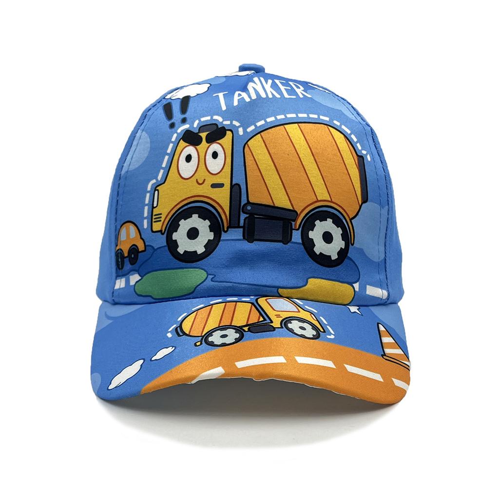 Construction Vehicle Excavator Cartoon Fire Truck Bulldozer Children's Baseball Cap Spring and Summer Cartoon Sun Hat