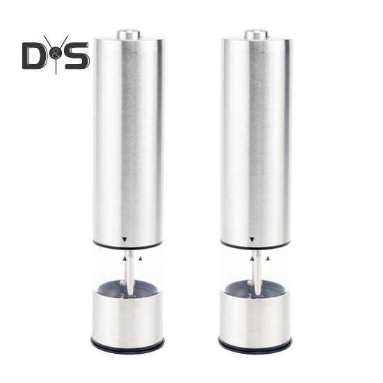 

2 шт. электрическая мельница для соли и перца из нержавеющей стали, регулируемый керамический сердечник, прозрачный видимый ручной шлифовальный инструмент для специй, бутылка для приправ, кухонные гаджеты