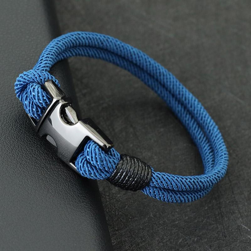 New Fashion Men Bracelet Double Layer Spring Buckle 4mm Nylon Rope Braclet Homme Leisure Accessories Hiphop Braslet Gift For Him
