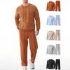 2025 Einfarbig Sportlich Lässig Jacquard Herren Warmes Unterhemd Pullover Hose Anzug